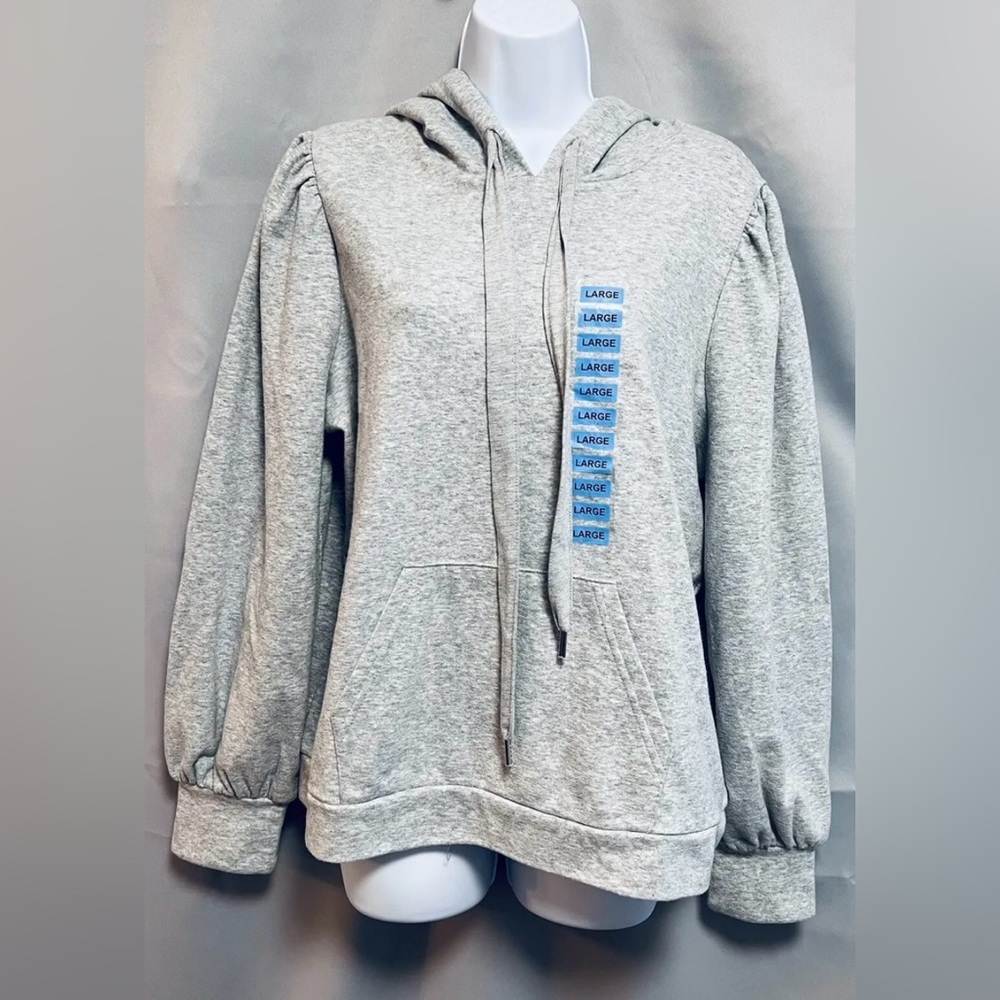 NWT Women's‎ Members Mark Puff Sleeve Fashion Hoodie Size Large Gray